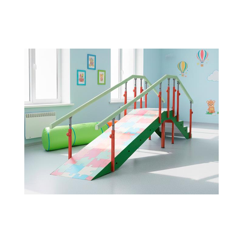 Escalera de 5 peldaños y pasamanos regulable