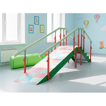 Escalera de 5 peldaños y pasamanos regulable