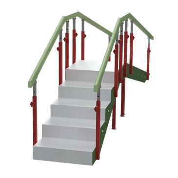 Escalera de 5 peldaños y pasamanos regulable