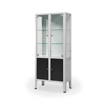 Vitrina de 2 puertas + 2 estantes + 2 cajones