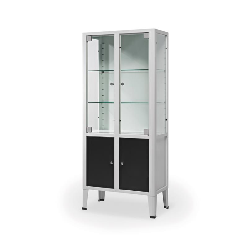 Vitrina de 2 puertas + 2 estantes + 2 cajones