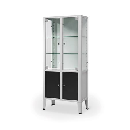 Vitrina de 2 puertas + 2 estantes + 2 cajones